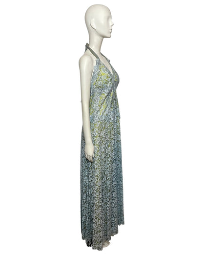 Vestido maxi fiesta encaje azul