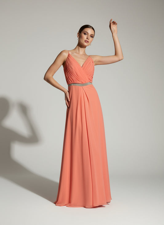 Vestido maxi salmon