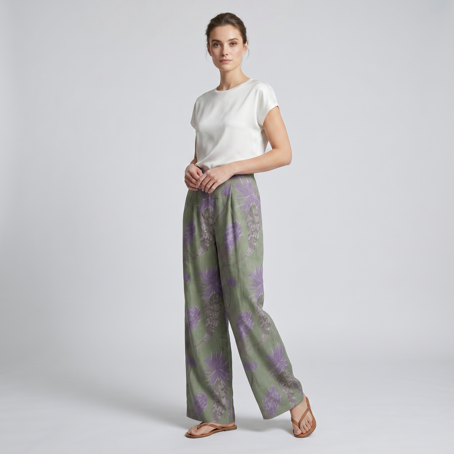 Pantalon de lana floral