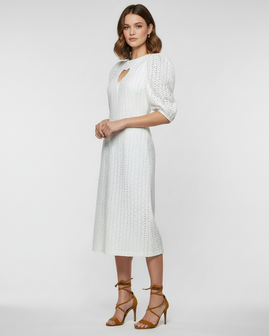Eyelet midi dress