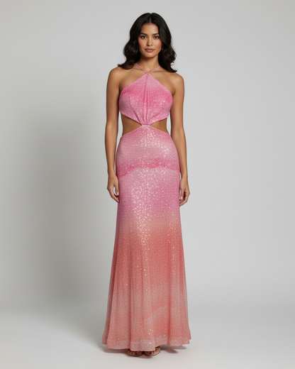 Vestido de fiesta lentejuelas rosado