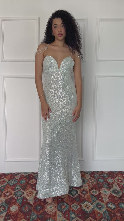 Vestido fiesta plata
