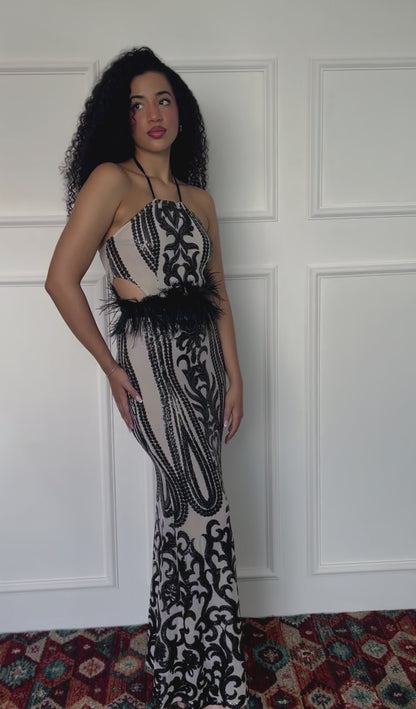Vestido negro beige