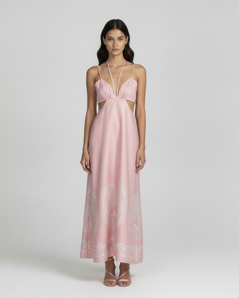 Caribe rose maxi dress