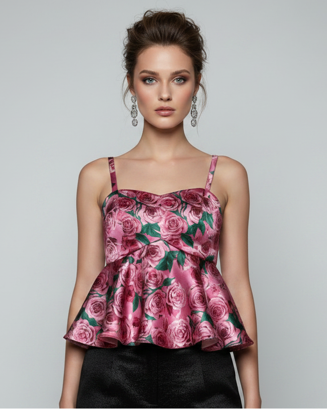 Blusa print rosas
