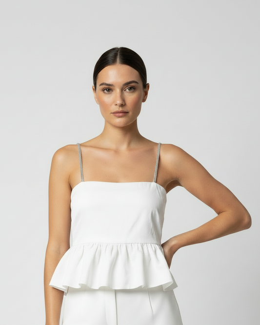 Top blanco con piedras