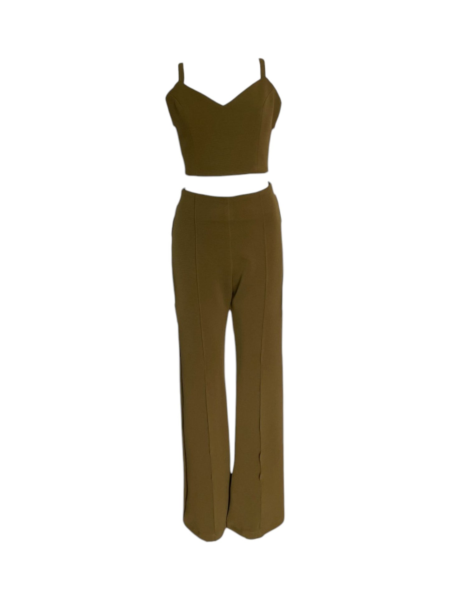 set pantalon y top verde militar