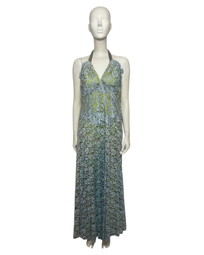 Vestido maxi fiesta encaje azul