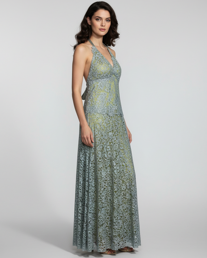 Vestido maxi fiesta encaje azul